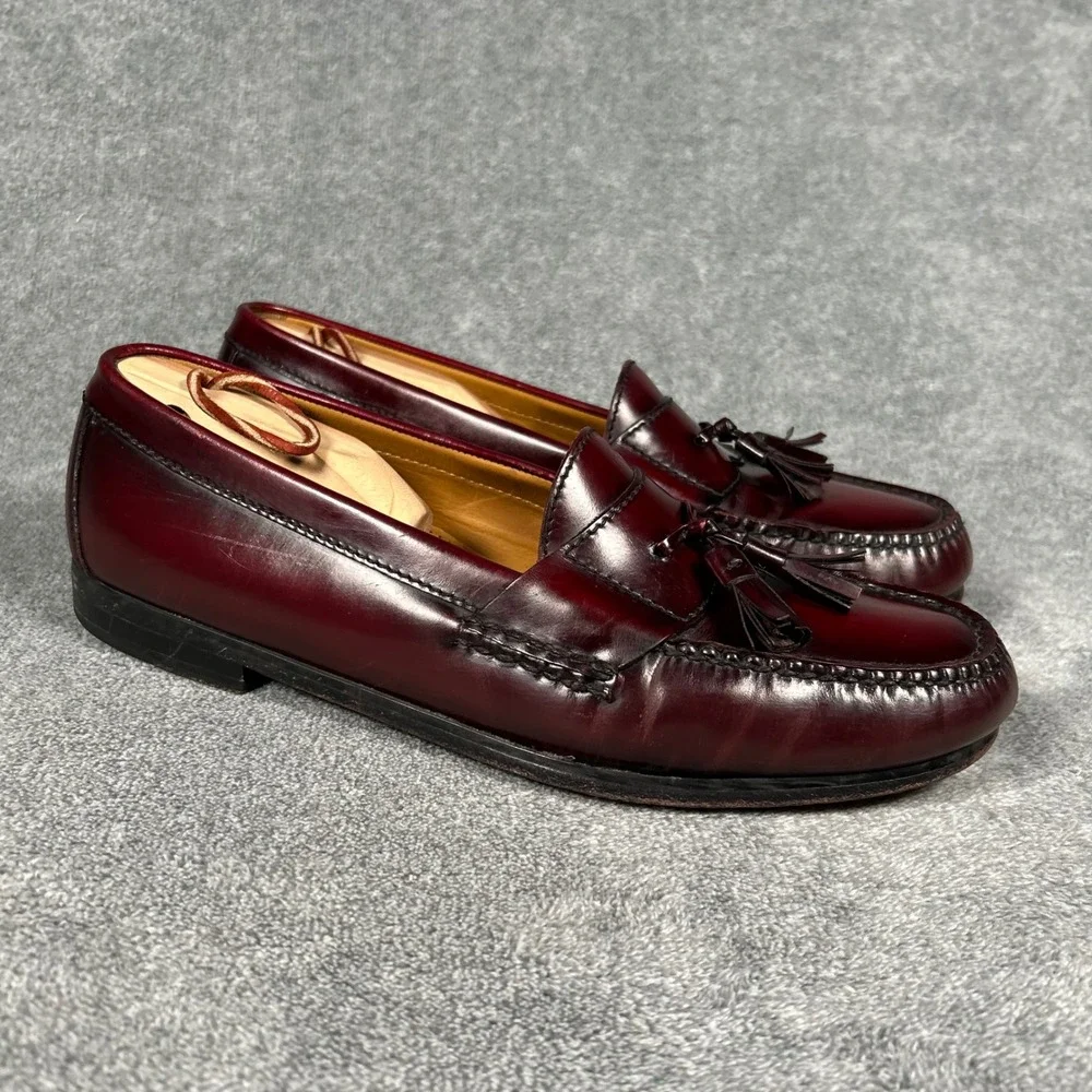 Cole Haan Mens Burgundy Leather Tassel Loafers 10.5 D 03507 Dress Shoes